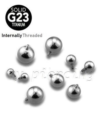 2PCS. G23 Solid Titanium Internally Threaded Ball Replacement Part 16G 14G