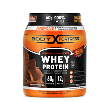 Body Fortress Super Advanced 100% Premium Whey Protein Powder, Chocolate Peanut