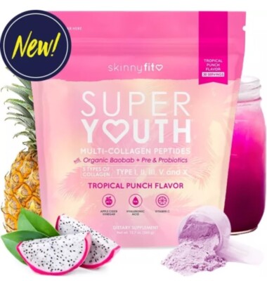 Skinny Fit Super Youth Multi-Collagen Peptides TROPICAL 12.7 oz 30 Serv