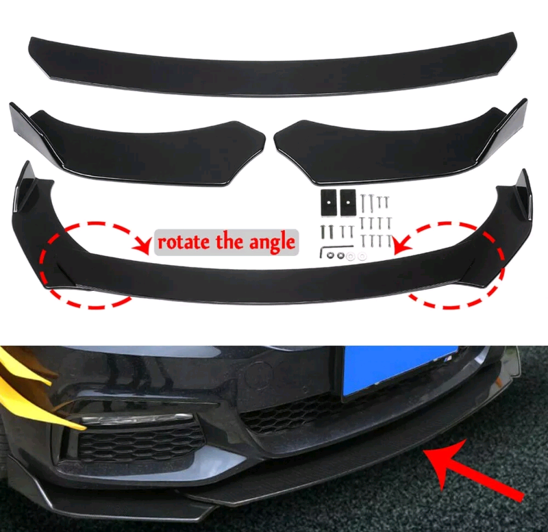 Universal Black Car Front Bumper Protector Guard Lip Body Spoiler Spli