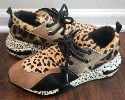 Steve Madden Women s Cliff Sneakers Leopard Animal Print Lace Up Platform 8