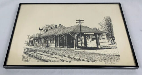 John Cartwright Signed Print Albert Lea Minnesota Railroad Depot Train Station