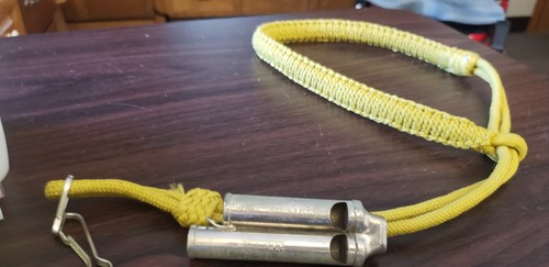 Vintage Nautical Sea Dog 2 Tube Whistle And Vintage Adjustable Lanyard