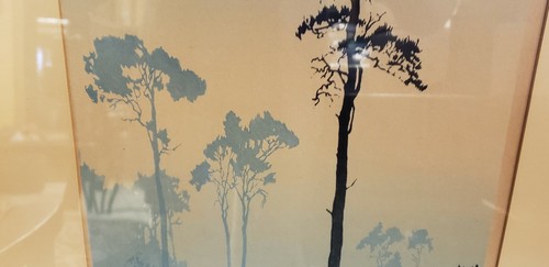 Vintage Framed Picture Artistic View of Trees by Oscar Onaye, 22 x 16.5