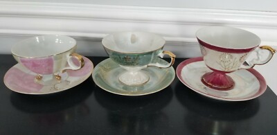 Vintage Restaurant Ware 4 oz Bowls x 4 Vintage China Dessert Custard Cups Pink and White Town Brand