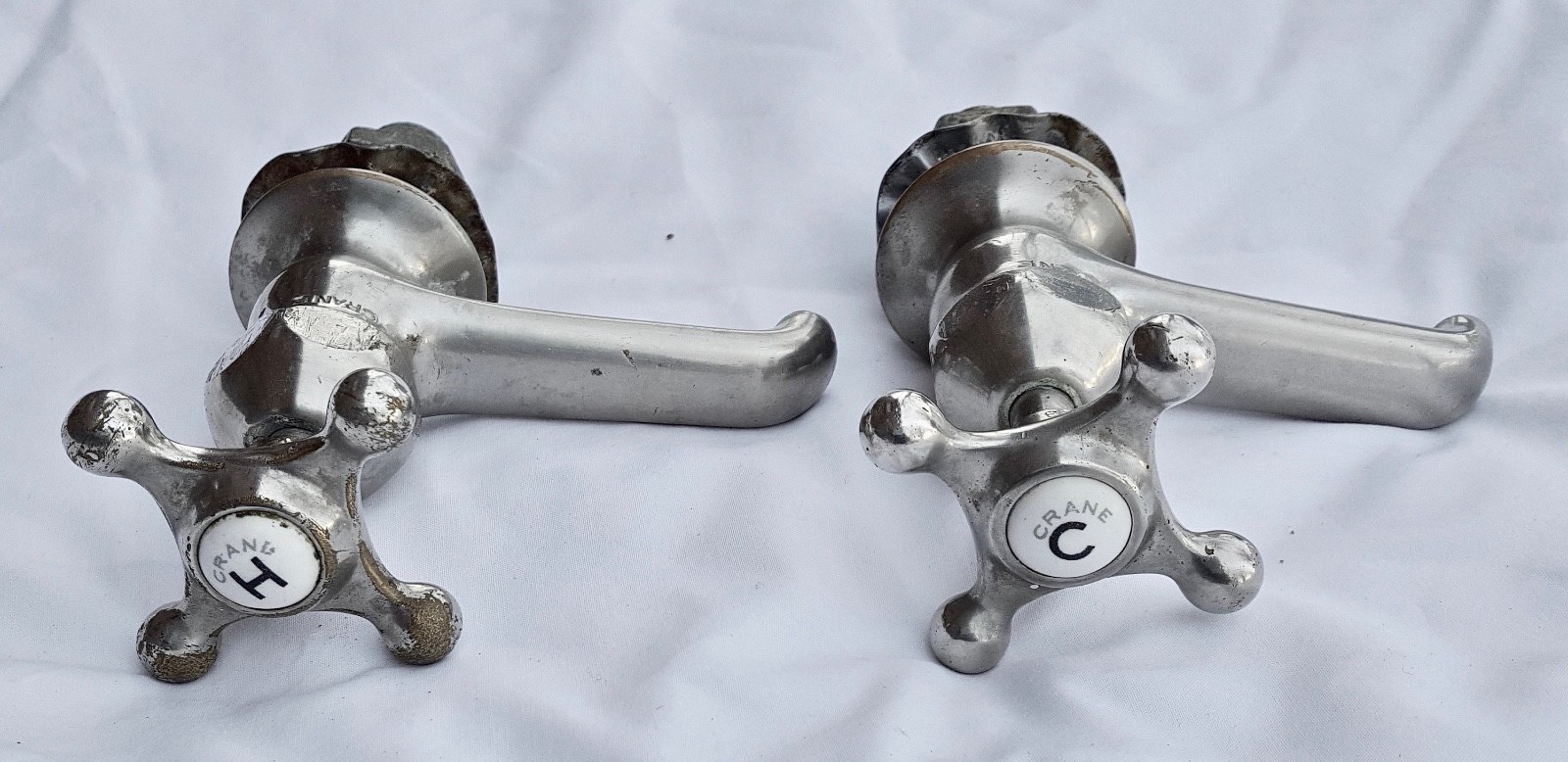 Antique Faucet Bathroom Sink Crane Brass Set Bath Vintage Art Deco Pre WW2