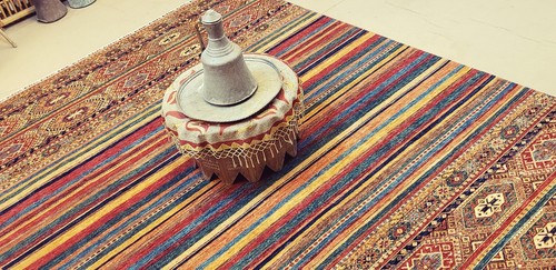 Exquisite Vintage 1980-1990s Natural Dye Wool Pile Paky-Afghan Oushak Rug 9x12ft