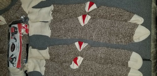 6 Pairs Sock Monkey Elephant Doll. Original  Nelson Rockford Red Heel Socks