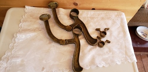 2 LARGE BRASS BAR FOOT RAIL PIVOTING MOUNTING BRACKETS 1 3/4