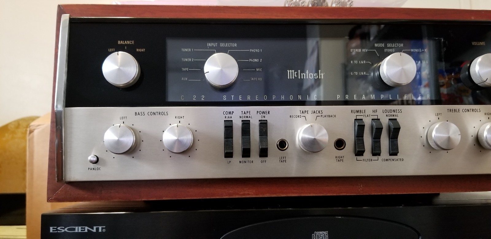 Vintage McIntosh C22 tube pre-amplifier with upgraded gold post and cabinet