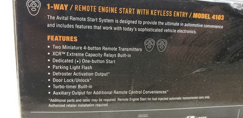 AVITAL MODEL 4103, 1 WAY REMOTE ENGINE START W/ KEYLESS ENTRY