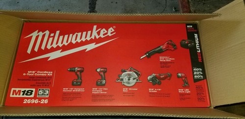 Milwaukee 2696-26 M18 18V 6-Tool Cordless Combo Kit Circular Saw Impact - NEW !!