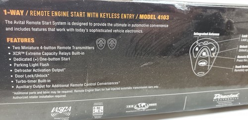 AVITAL MODEL 4103, 1 WAY REMOTE ENGINE START W/ KEYLESS ENTRY