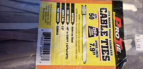 Pro Tie SS8W50 7.9 Inch 316 Marine Grade Stainless Steel Cable 50 count Pack