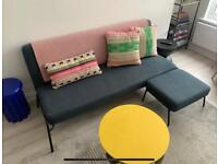 3-seat sofa bed and footstool