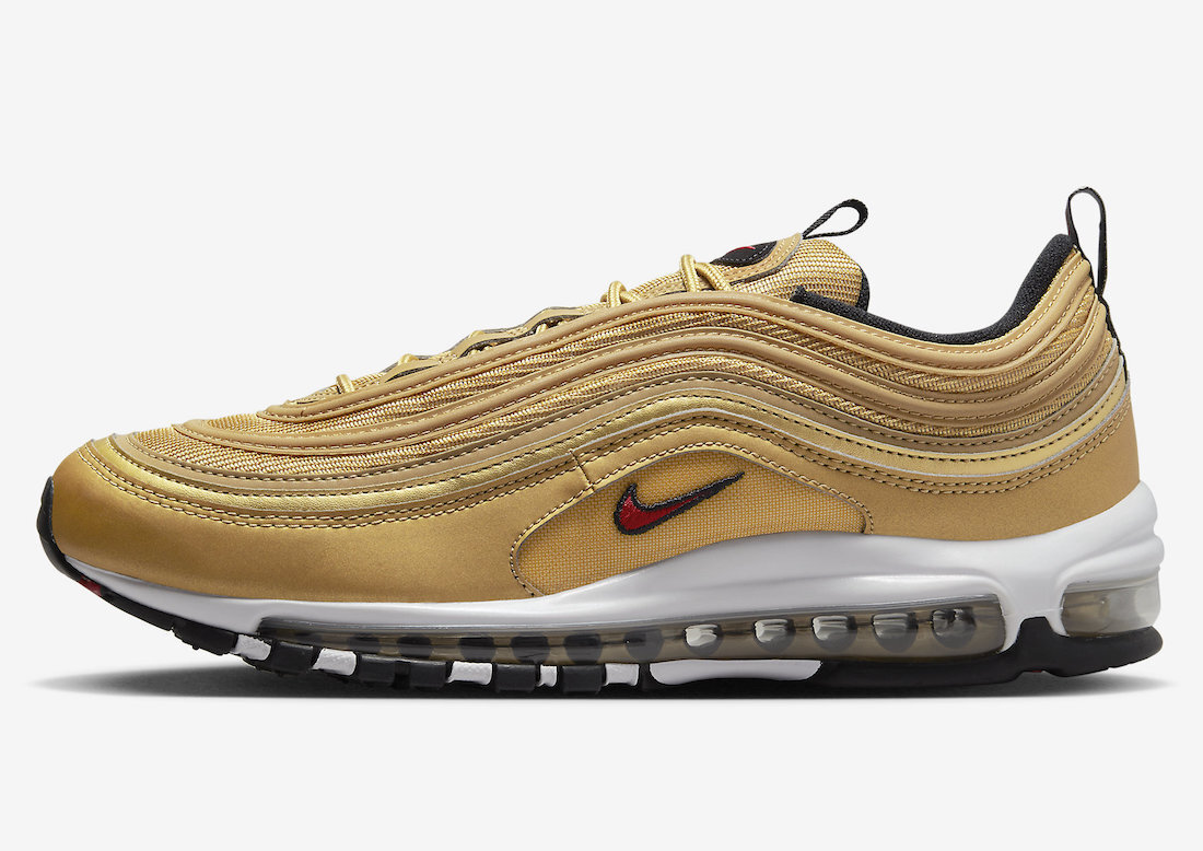 

Мужские кроссовки Nike Air Max 97 OG Golden Bullet Silver University Red DM0028-700, Золотой, Nike Air Max 97