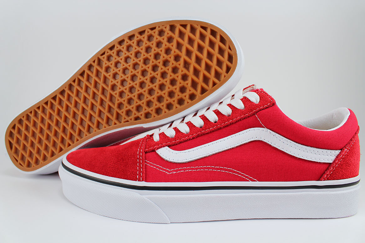 red canvas vans