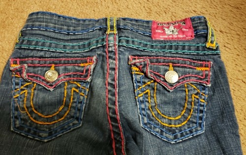 超希少✨️TRUE RELIGION RAINBOW JOEY 黄色 USA製 Vintage USA True Religion Rainbow Joey Light Wash | Depop