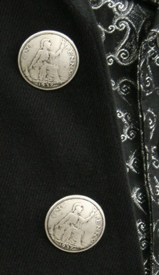 Pre-owned Shrine Galleon Black Velvet Gothic Coat Jacket Goth Vampire Victorian Pirat