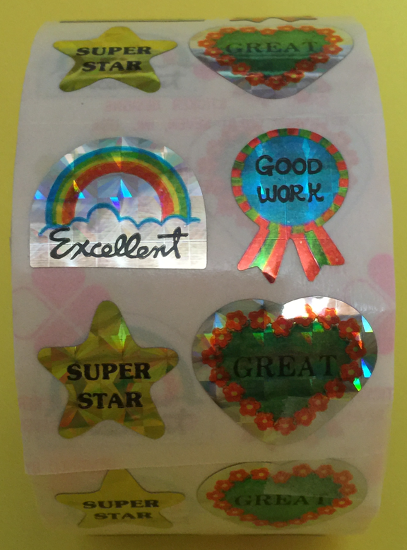 400 Good Work Stickers in roll of 100 modules (2"x2"), Each Sticker 1", RPZ6028