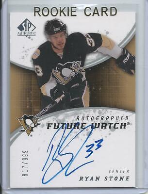 2008-09 SP Authentic Ryan Stone Future Watch Auto Rookie Card RC #211 817/999. rookie card picture
