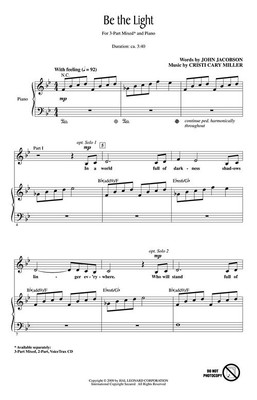 Be the Light Discovery Choral 3-Part Mixed Cristi Cary Miller