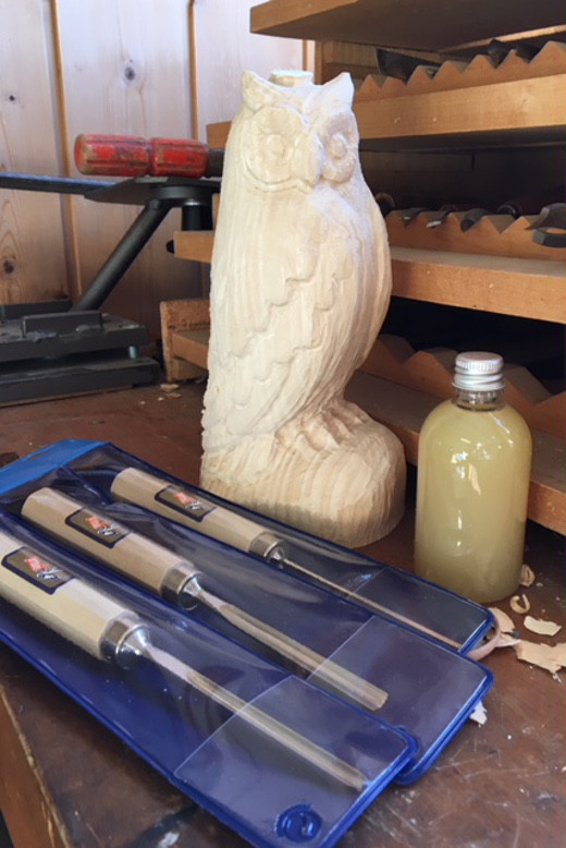 Schnitzset Eule Mit Rohling Und Schnitzmessern Zum Schnitzen Und Gestalten