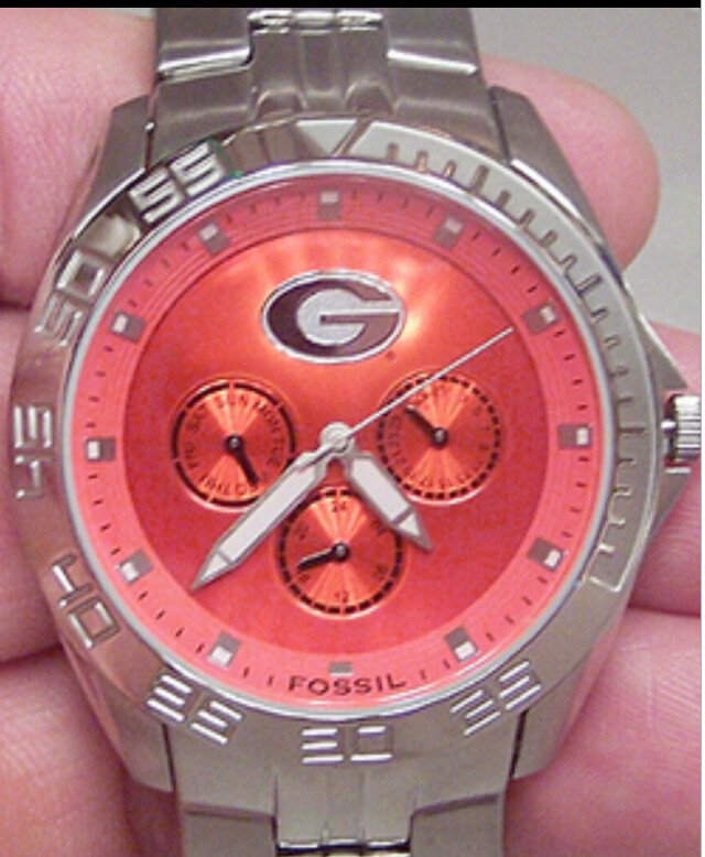 Pre-owned Fossil Georgia Bulldogs Watch  Mens Multifunction Wristwatch Li2779