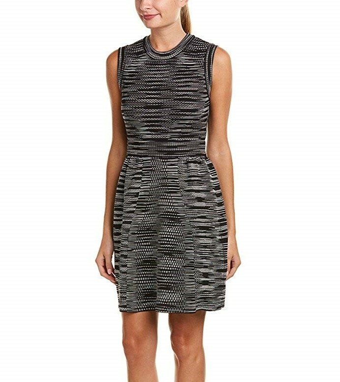 M Missoni 166486 Womens Space Dyed Sleeveless Cocktail Dress Black/White Size 36