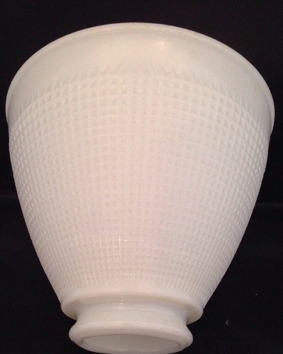 VINTAGE WHITE MILK GLASS TORCHIERE LIGHT SHADE WAFFLE PATTERN