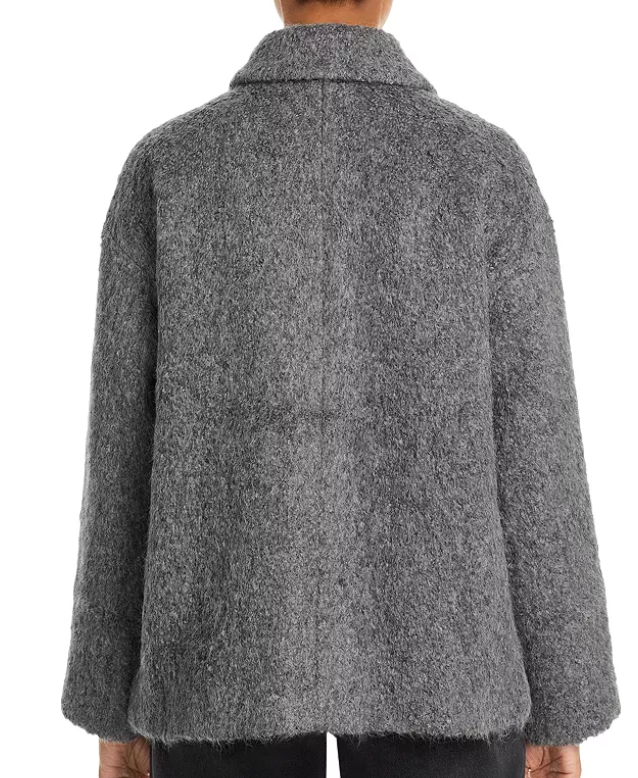 Pre-owned Eileen Fisher $548  Alpaca Boucle Soft Collared Coat Jacket Ash Gray Sz Xl