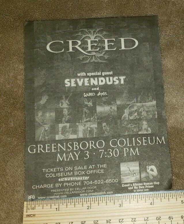 CREED SEVENDUST GUANO APES concert ad greensboro nc 