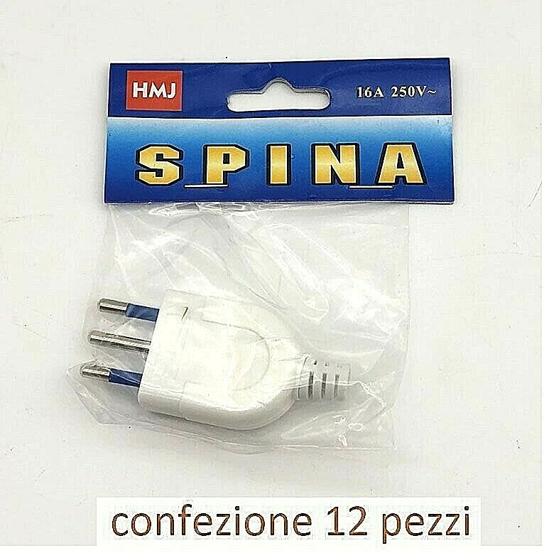 Set 12 Spine Prese Elettriche Dritte Volante Attacco Piccolo 16A 250V bianca hmj