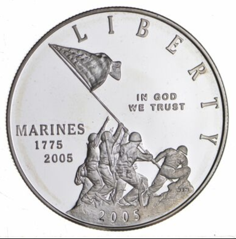 Proof 2005 Marine Corps - US Commemorative 90% Silver Dollar