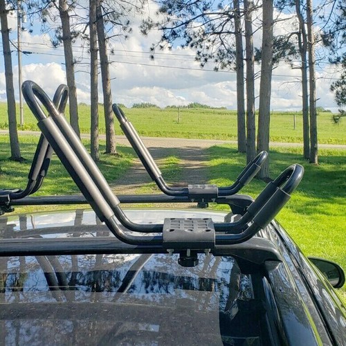 2 Pairs Kayak Roof Rack Carrier Boat Ski Surf Roof Mount Car Cross J-Bar Rack