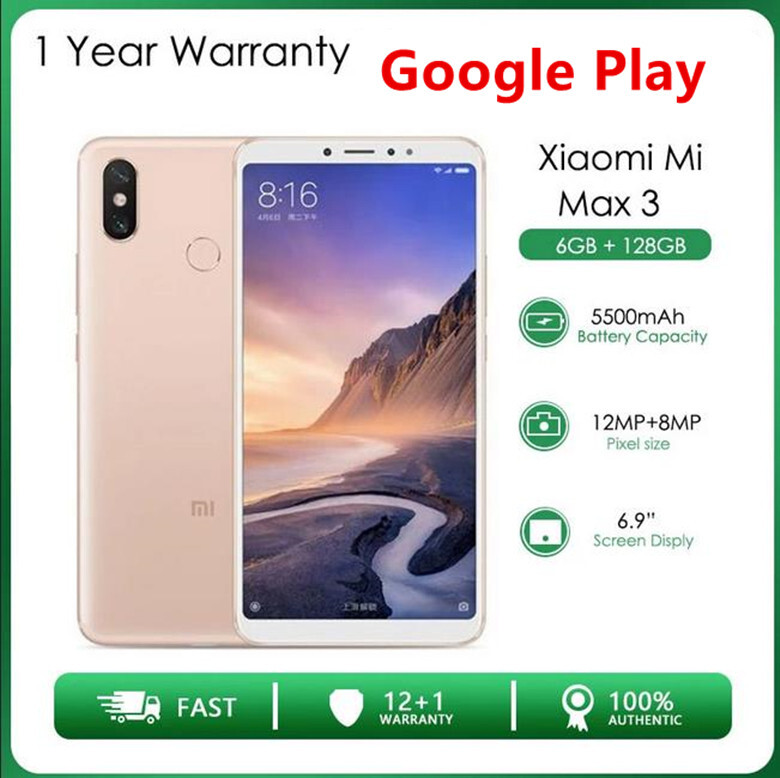 aoi　　xiaomi mi max3 ゴールド美品 Xiaomi Mi Max 3 6GB+128GB Gold Dual Sim Fingerprint 6.9