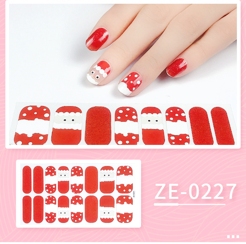 Christmas Nail Wrap Stickers Glitter Manicure Santa Art Press Décor Strip NH21
