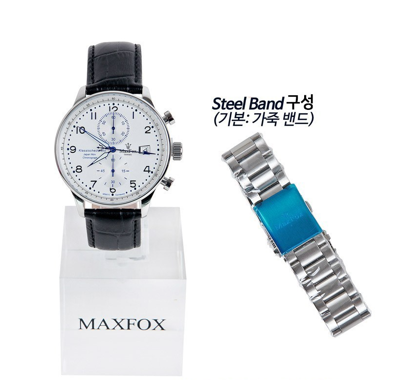 Pre-owned Maxfox Men's Metal + Leather Band Analog Watch Mf7082lt Klassischechrono