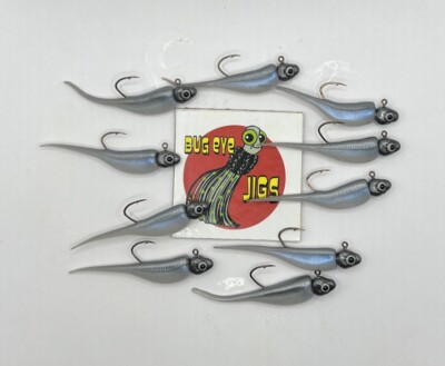 10 Pack 1/16 Oz Crappie Jigs Smoke Gray And Monkey Milk Bottom (crappie Minnow)