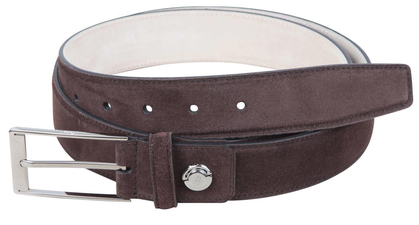 Pre-owned Brioni Men's Leather Belt Buckle Size 110 Cm 44" Brown Handmade In Italy