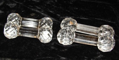 4 GOOD QUALITY BARBELL SHAPED CRYSTAL KNIFE RESTS 2 DIFFERENT SIZES