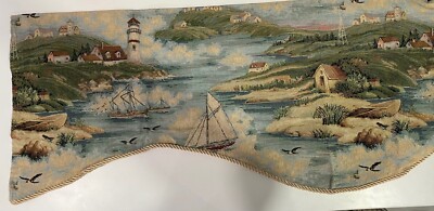 Lighthouse Tapestry Valance Coastal Seaside Sailboat Beach Valance