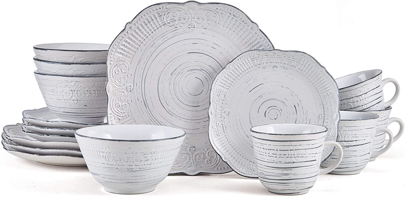 5280759 Isabella 16 Piece Dinnerware Set, Gray