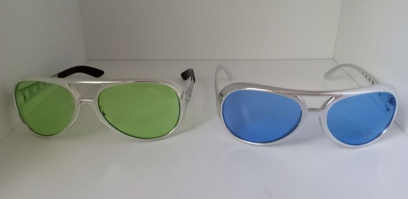 Elvis Presley Aviator Sunglasses 2 Pair Silver/Green & Blue