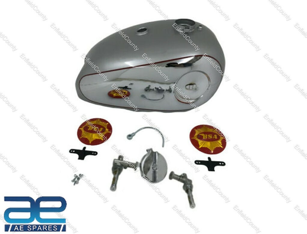 PETROL FUEL TANK CHROME & SILVER 4 GALLAN WITH CAP TAP FOR BSA GOLDSTAR  