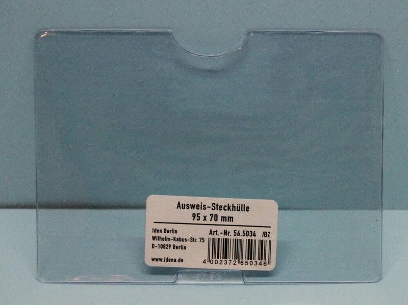 Idena Ausweis-SteckhÃ¼Lle 95 X70 Mm, FÃ¼R Werk Und SchÃ¼Lerausweise, Transparent