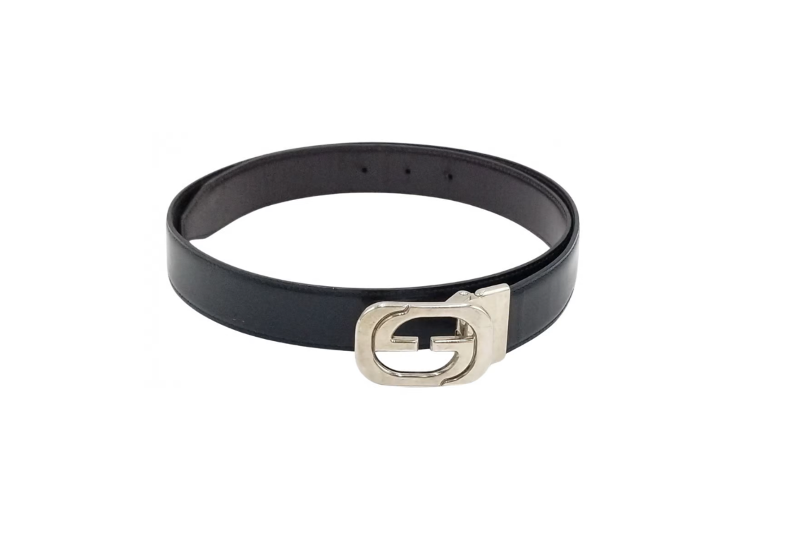 Gucci Black GG Logo Belt Notched 30