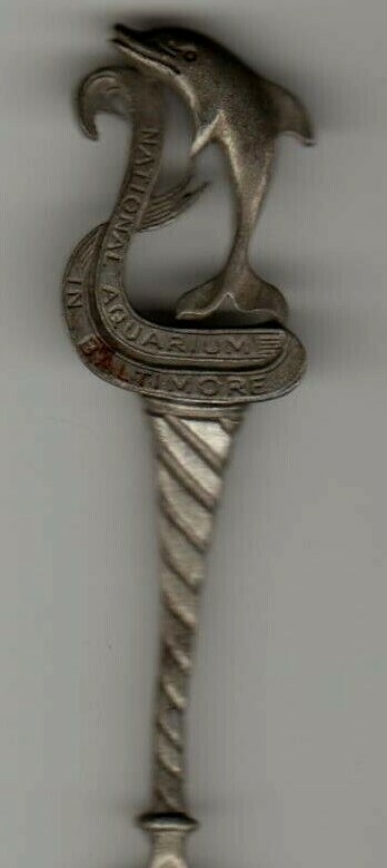 The National Aquarium in Baltimore HAPPY DOLPHIN Pewter Souvenir Spoon