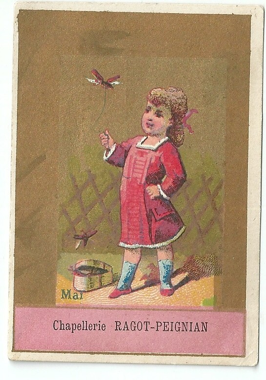 Chromo Chapellerie Ragot Peignan Mois De L'AnnÃ©E Mai Enfantina Insecte Fond DorÃ©