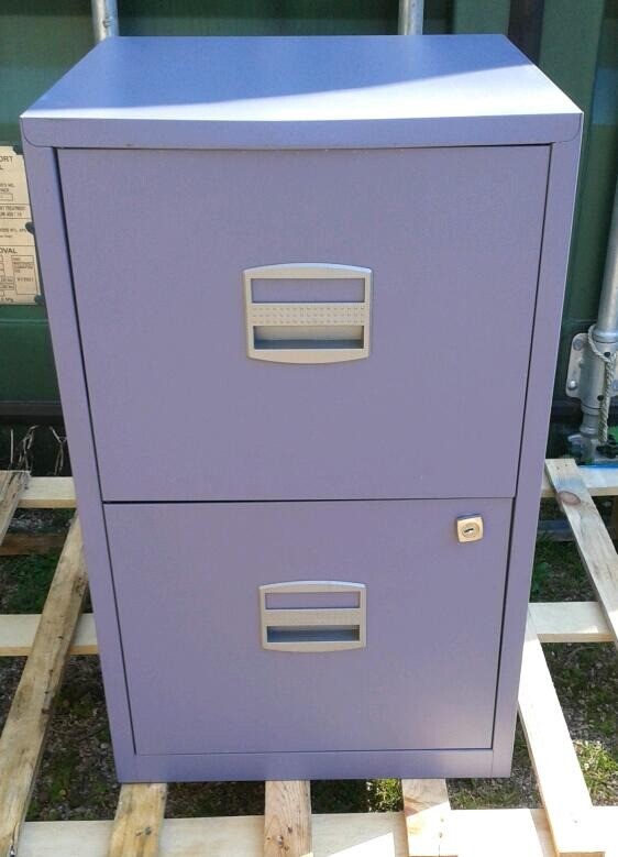 Purple 2 Drawer Metal A4 Lockable Filing Cabinet Delivery Available